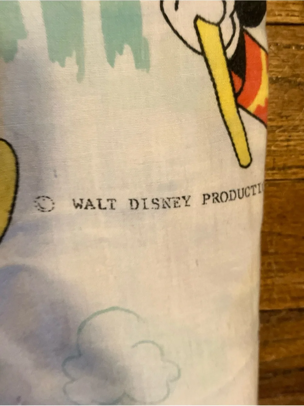 Vintage Disneyland Pacific Frontierland Mickey band Flat Top Sheet Twin Bed